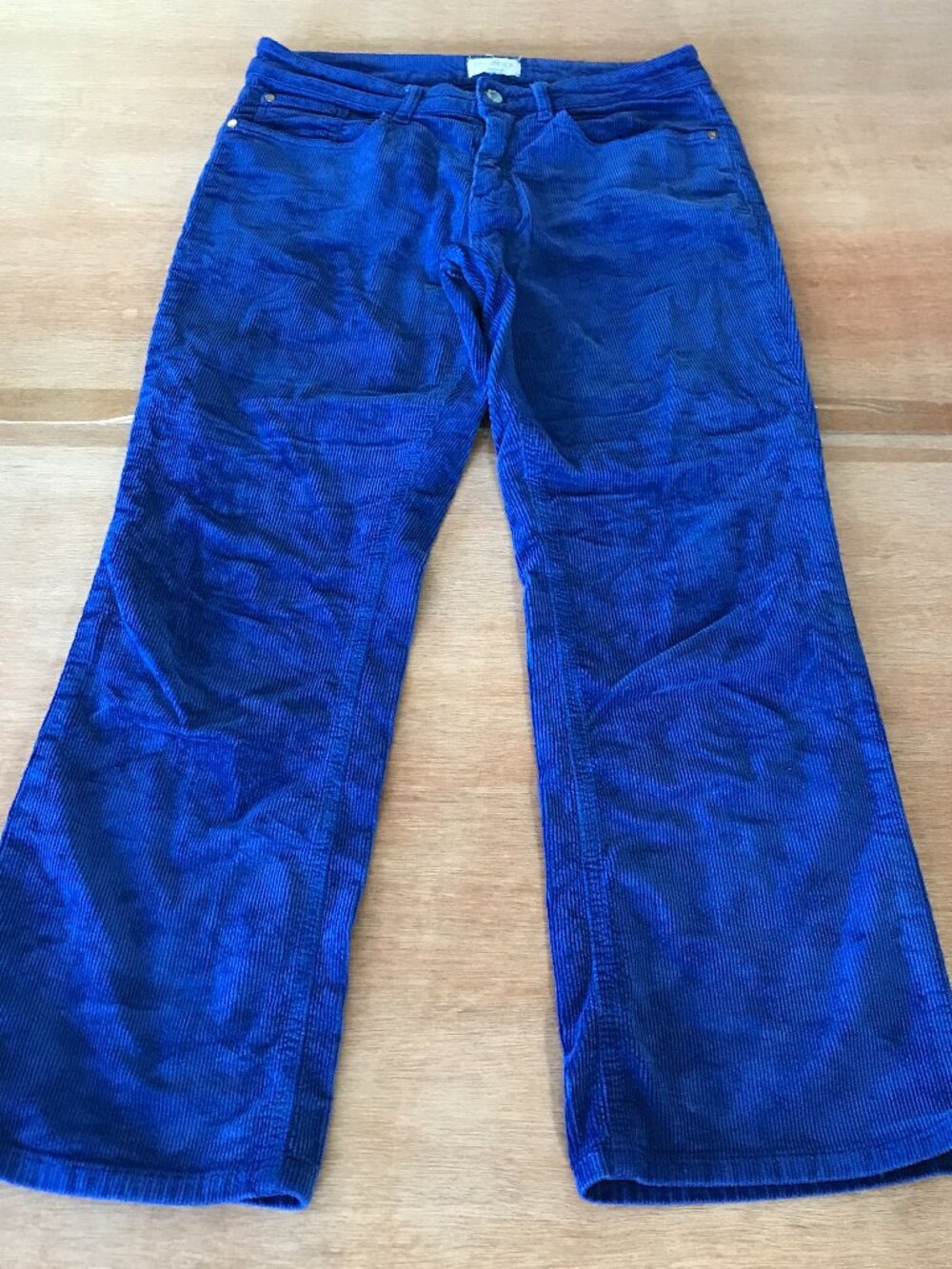 Pilcro Anthropologie The Yaya Corduroy Crop Flare Jeans Women 29 Blue Mid Rise